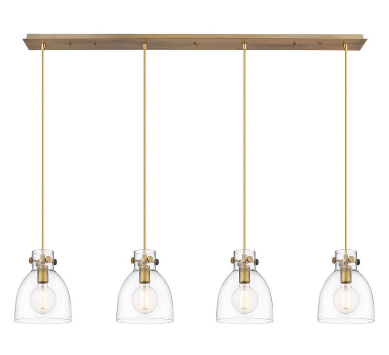 Innovations 124-410-1PS-BB-G412-8CL Four Light Linear Pendant, Brushed Brass