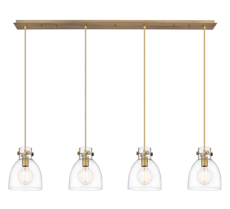 Innovations 124-410-1PS-BB-G412-8CL Four Light Linear Pendant, Brushed Brass