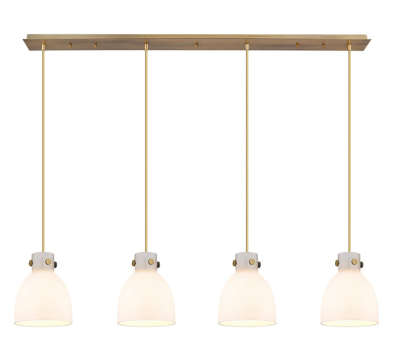 Innovations 124-410-1PS-BB-G412-8WH Three Light Linear Pendant, Brushed Brass