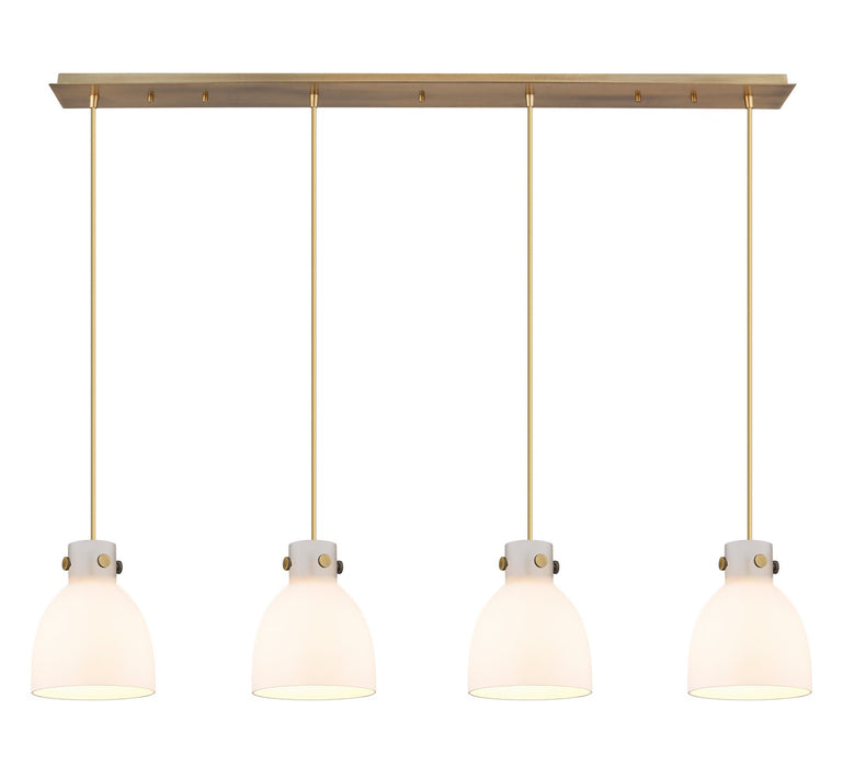 Innovations 124-410-1PS-BB-G412-8WH Three Light Linear Pendant, Brushed Brass