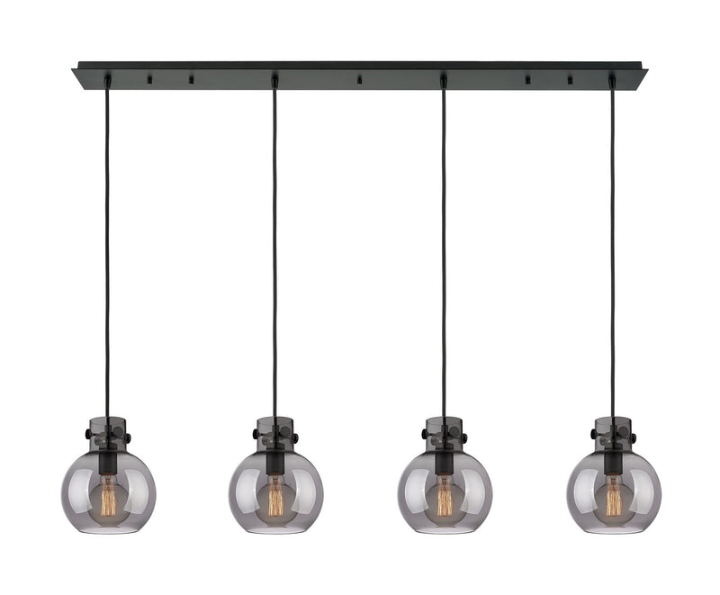 Innovations 124-410-1PS-BK-G410-8SM Three Light Linear Pendant, Matte Black