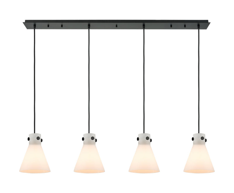 Innovations 124-410-1PS-BK-G411-8WH Eight Light Linear Pendant, Matte Black