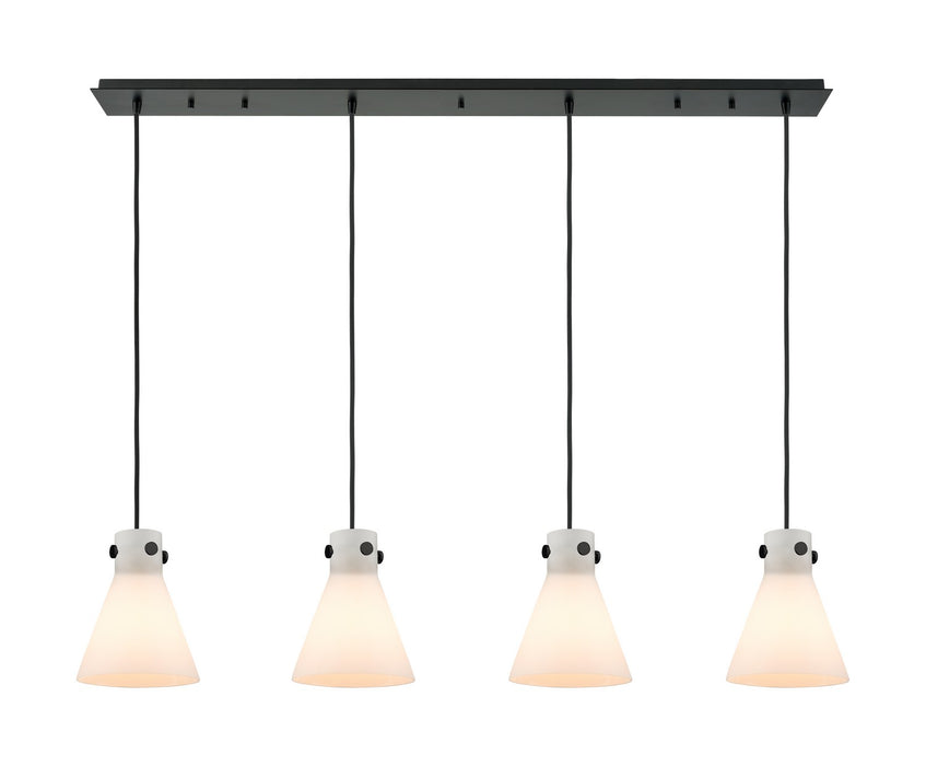 Innovations 124-410-1PS-BK-G411-8WH Eight Light Linear Pendant, Matte Black