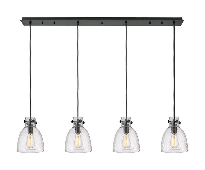 Innovations 124-410-1PS-BK-G412-8SDY Four Light Linear Pendant, Matte Black
