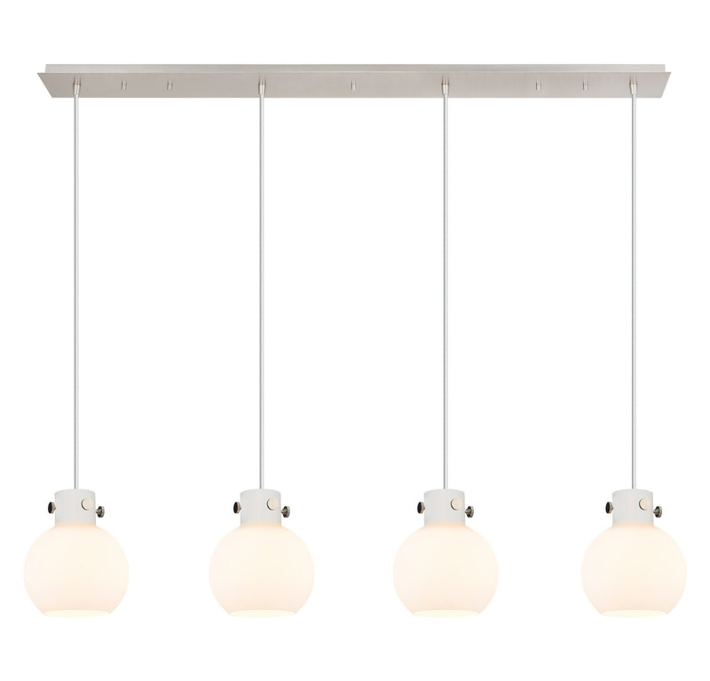 Innovations 124-410-1PS-PN-G410-8WH Three Light Linear Pendant, Polished Nickel