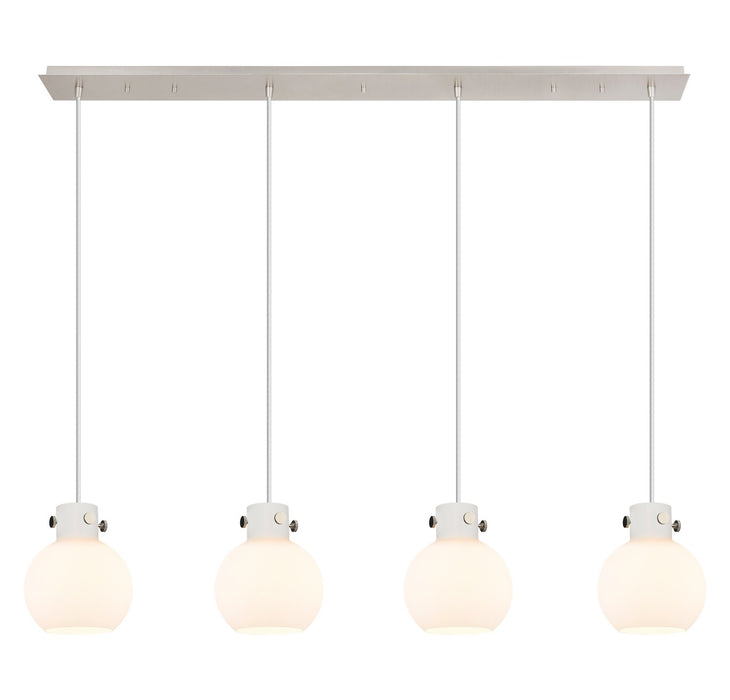 Innovations 124-410-1PS-PN-G410-8WH Three Light Linear Pendant, Polished Nickel