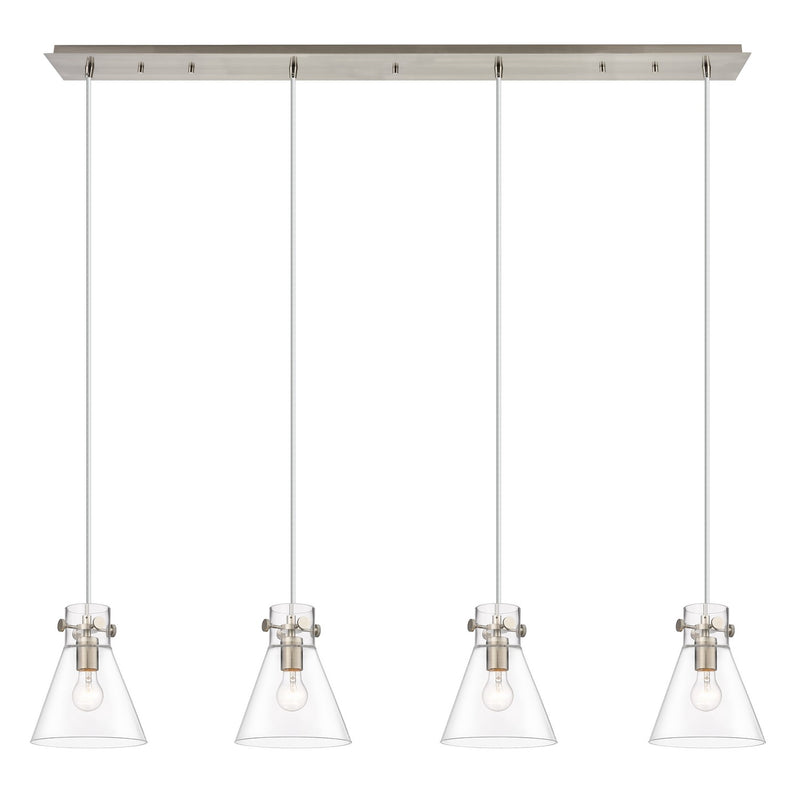 Innovations 124-410-1PS-SN-G411-8CL Three Light Linear Pendant, Brushed Satin Nickel