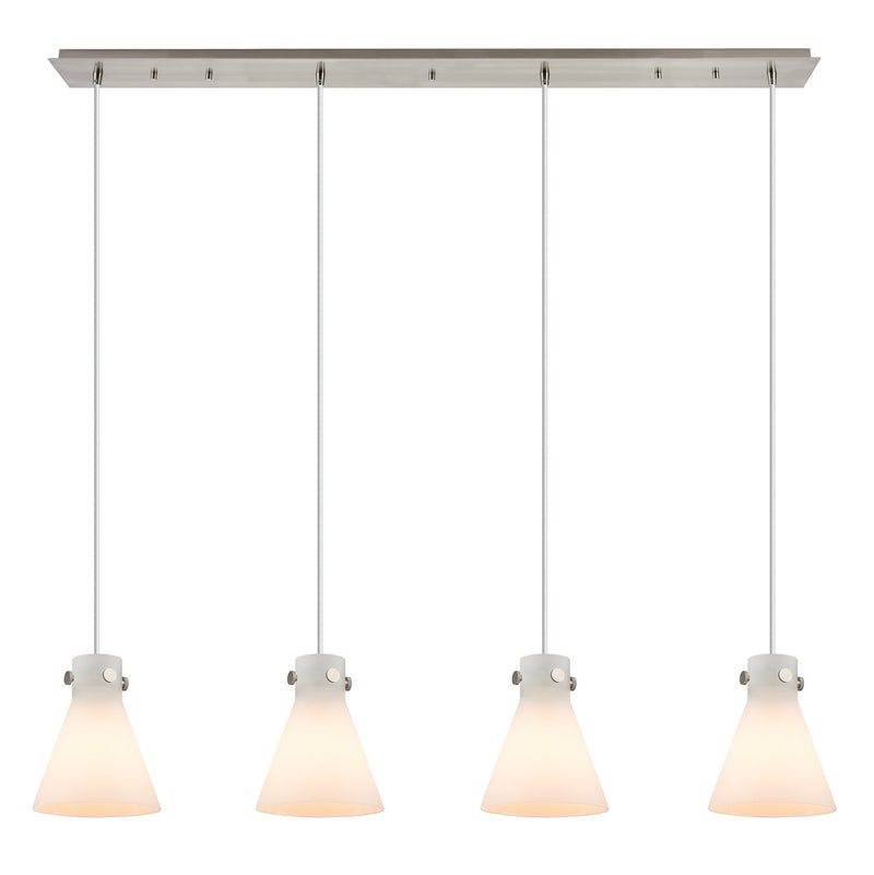 Innovations 124-410-1PS-SN-G411-8WH Two Light Linear Pendant, Brushed Satin Nickel