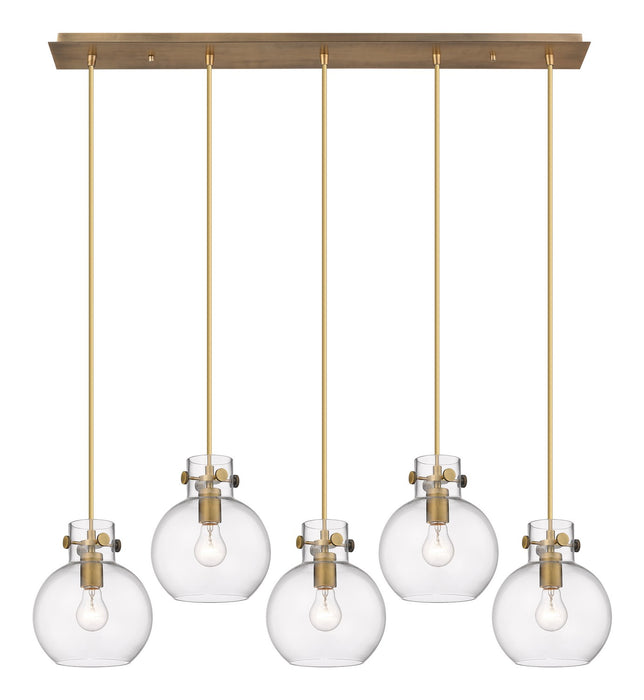 Innovations 125-410-1PS-BB-G410-8CL Five Light Linear Pendant, Brushed Brass
