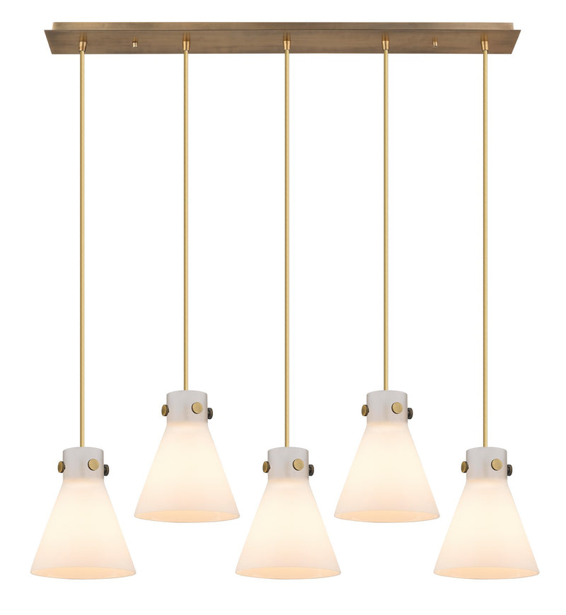 Innovations 125-410-1PS-BB-G411-8WH Seven Light Linear Pendant, Brushed Brass