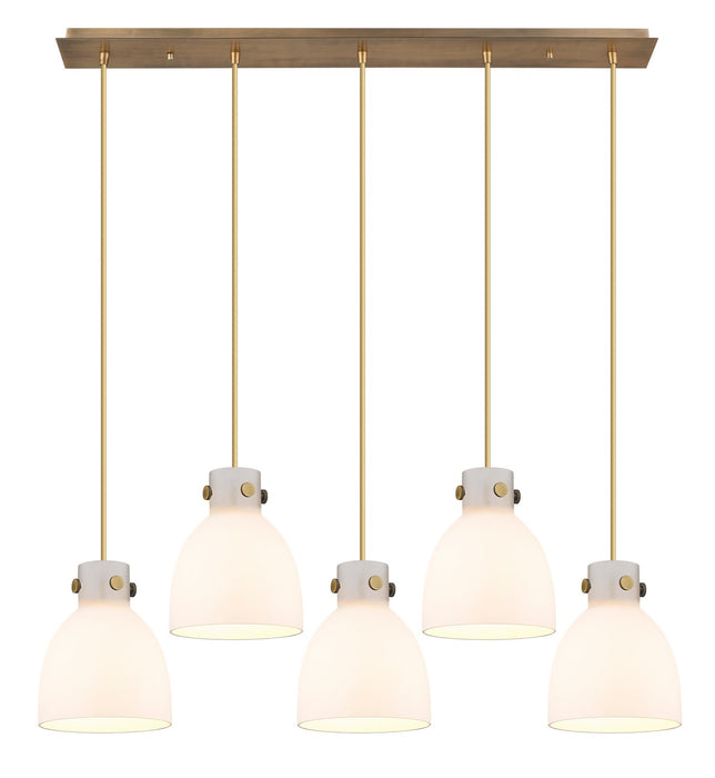 Innovations 125-410-1PS-BB-G412-8WH Nine Light Linear Pendant, Brushed Brass