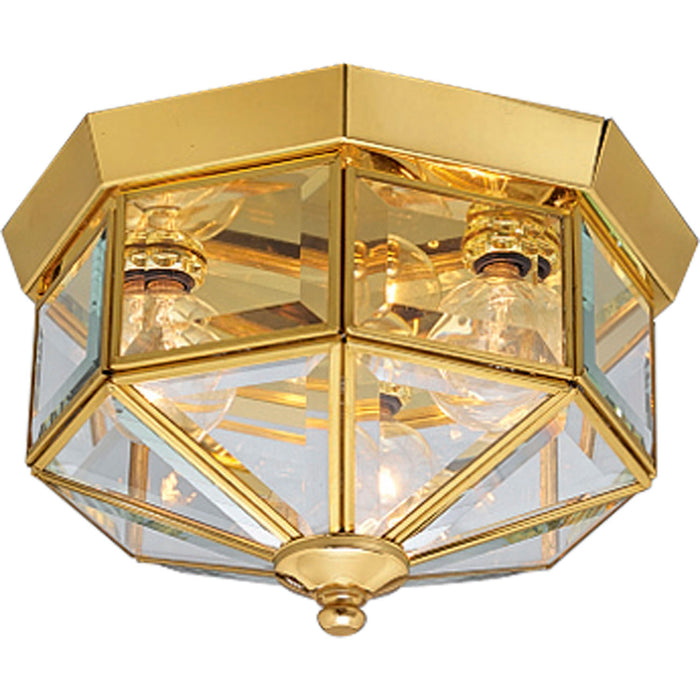 Progress Lighting P5788-10 Three Light Flush Mount, Polished Brass