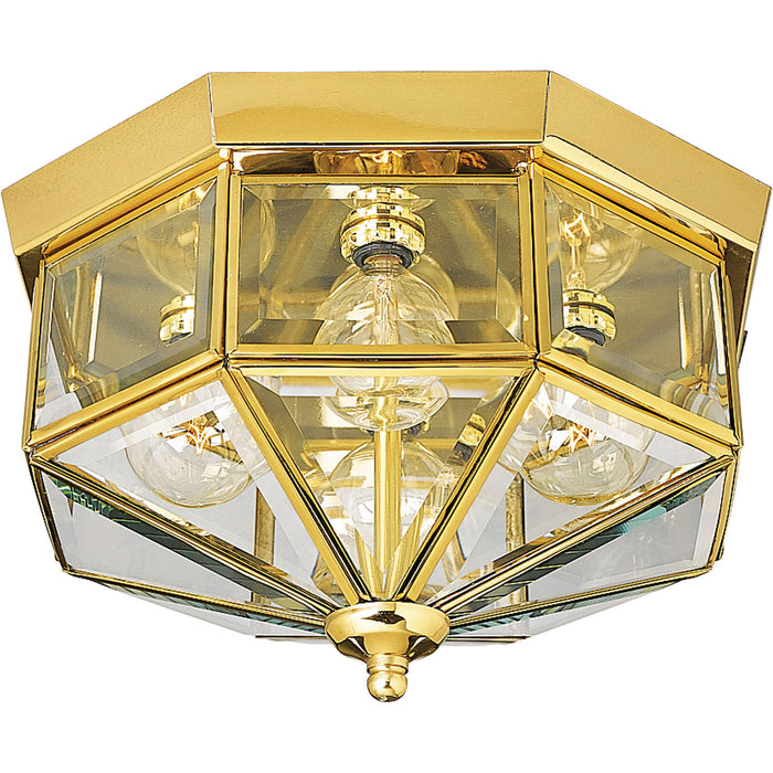 Progress Lighting P5789-10 Four Light Flush Mount, Polished Brass