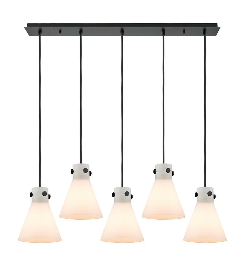 Innovations 125-410-1PS-BK-G411-8WH Four Light Linear Pendant, Matte Black
