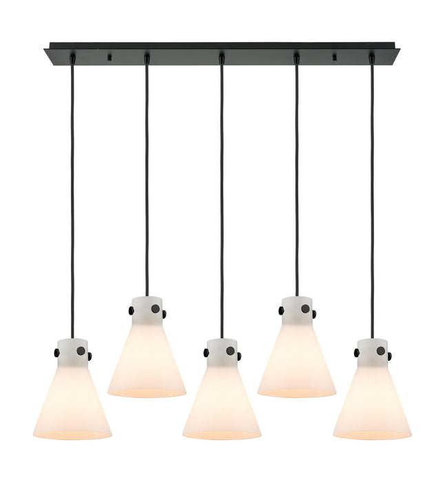 Innovations 125-410-1PS-BK-G411-8WH Four Light Linear Pendant, Matte Black