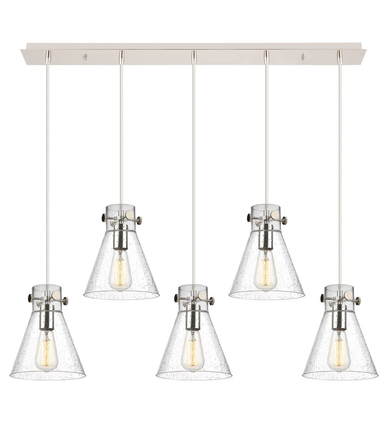 Innovations 125-410-1PS-PN-G411-8SDY Five Light Linear Pendant, Polished Nickel