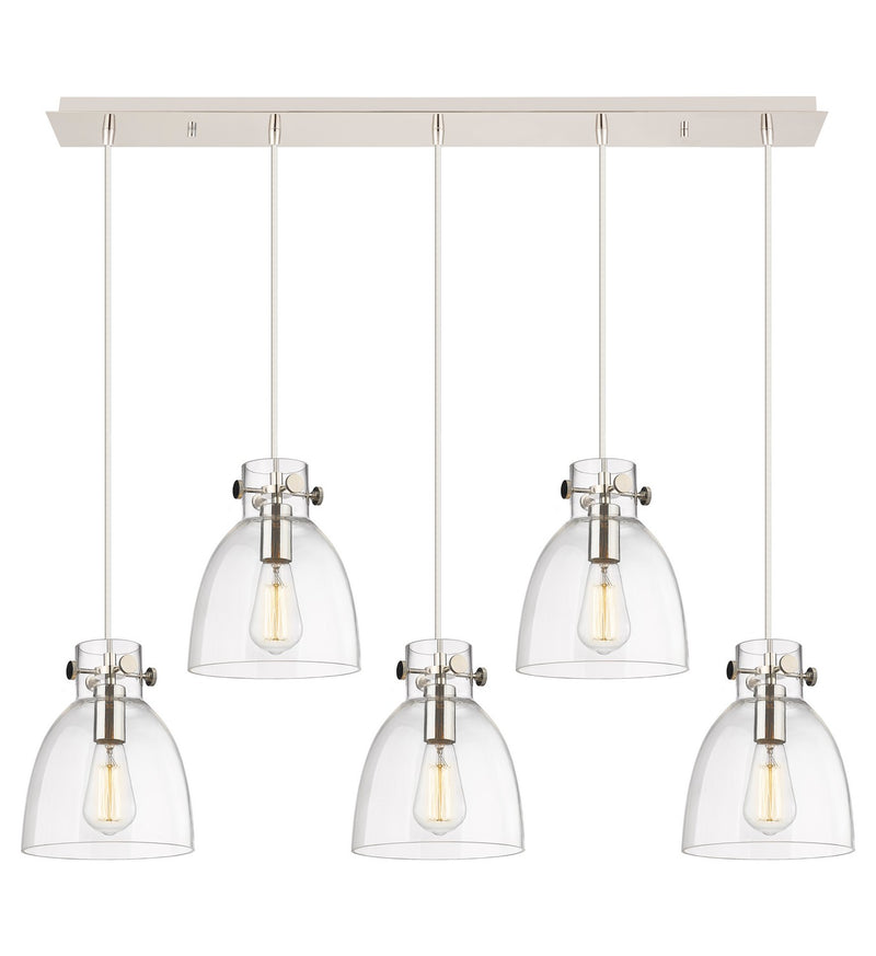 Innovations 125-410-1PS-PN-G412-8CL Five Light Linear Pendant, Polished Nickel
