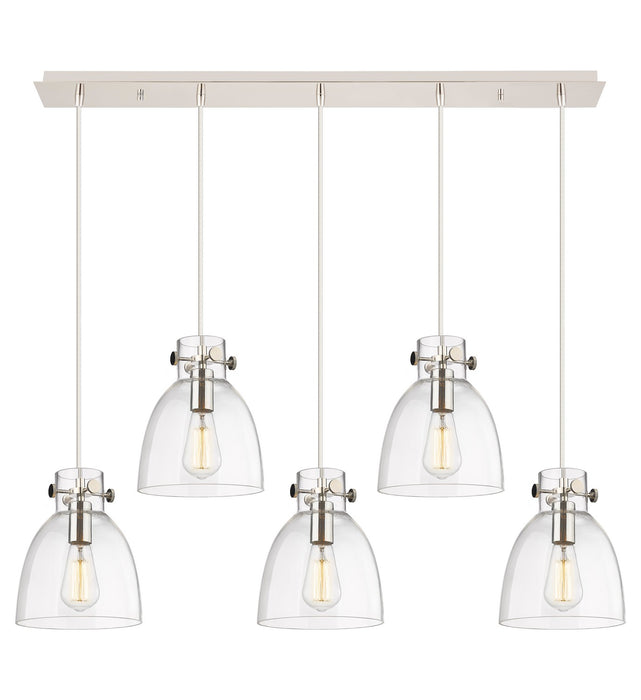 Innovations 125-410-1PS-PN-G412-8CL Five Light Linear Pendant, Polished Nickel