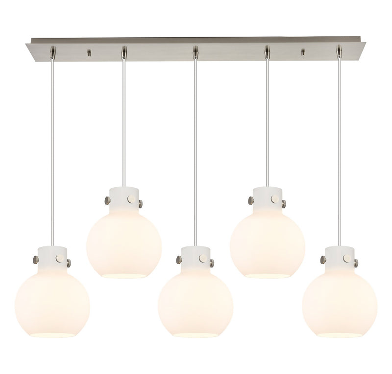 Innovations 125-410-1PS-SN-G410-8WH Six Light Linear Pendant, Brushed Satin Nickel