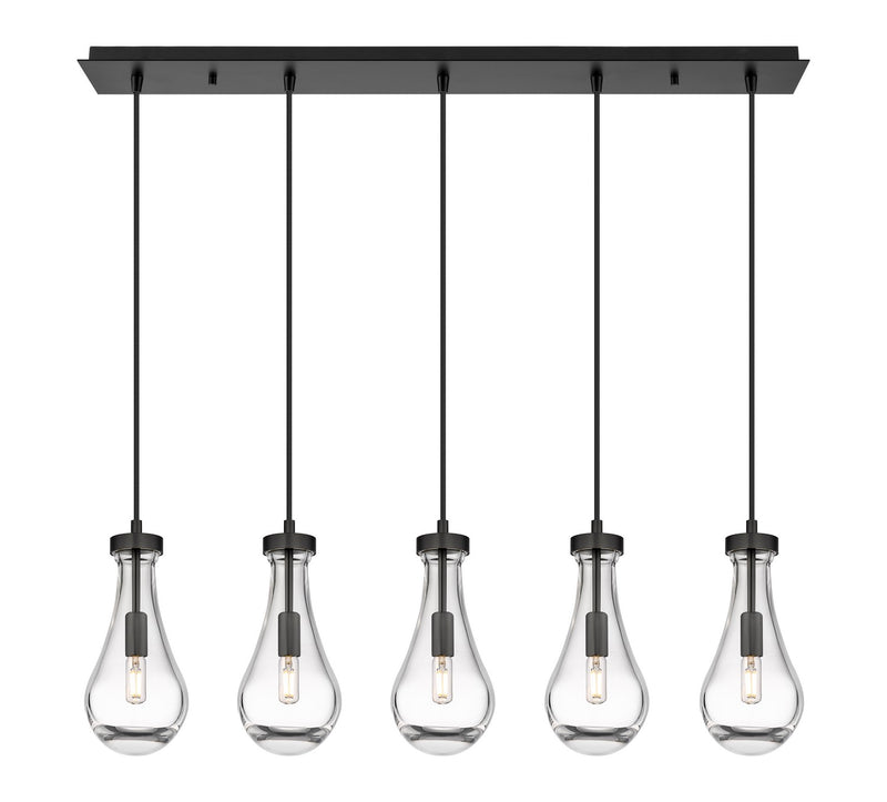 Innovations 125-451-1P-BK-G451-5CL LED Linear Pendant, Matte Black