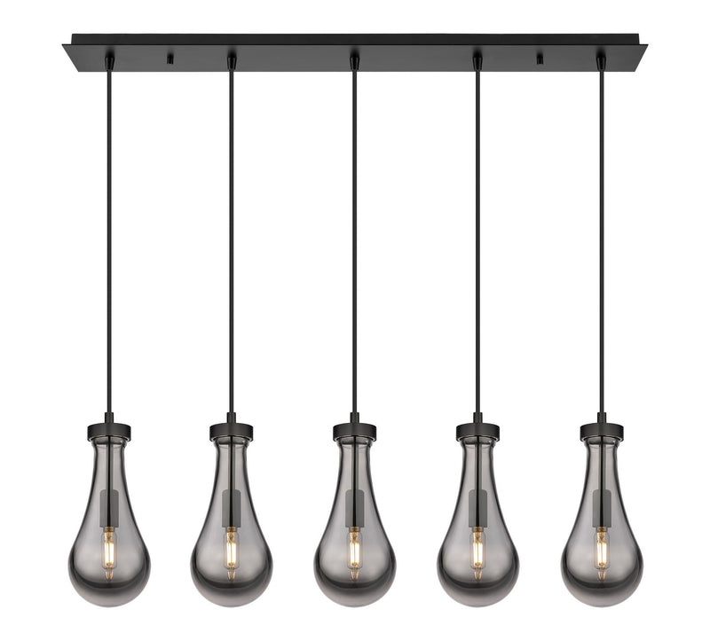 Innovations 125-451-1P-BK-G451-5SM LED Linear Pendant, Matte Black