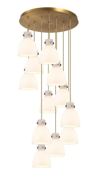 Innovations 126-410-1PS-BB-G412-8WH 12 Light Pendant, Brushed Brass