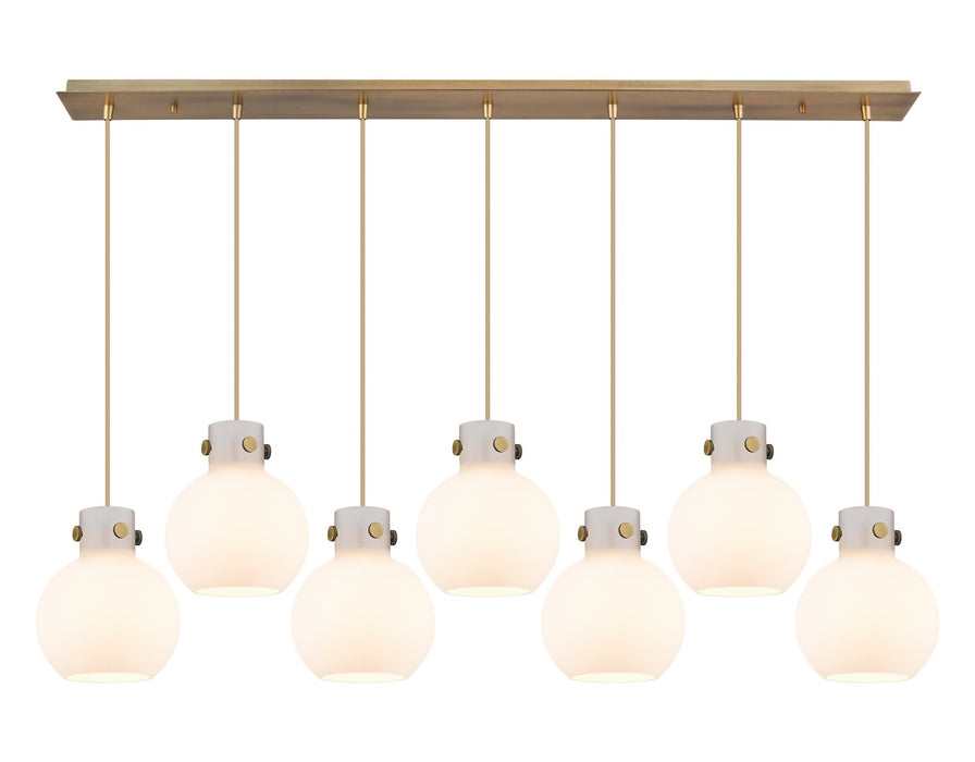 Innovations 127-410-1PS-BB-G410-8WH Five Light Linear Pendant, Brushed Brass