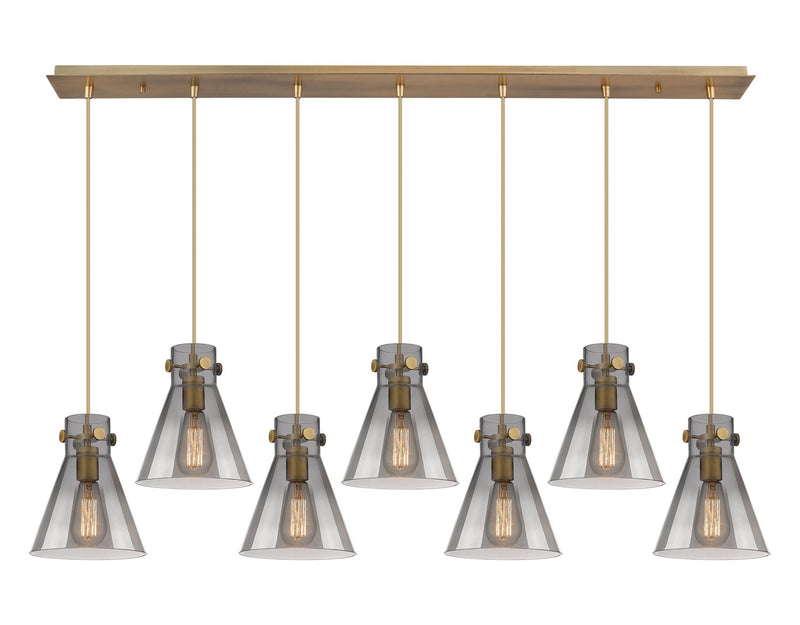 Innovations 127-410-1PS-BB-G411-8SM Four Light Linear Pendant, Brushed Brass