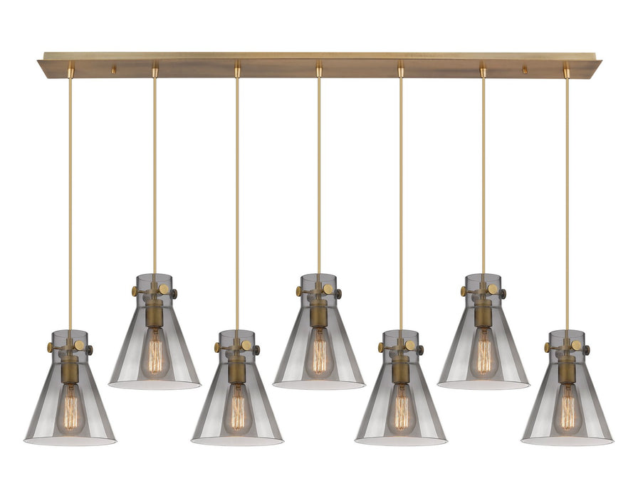 Innovations 127-410-1PS-BB-G411-8SM Four Light Linear Pendant, Brushed Brass