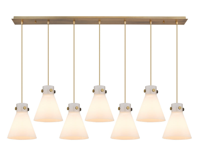 Innovations 127-410-1PS-BB-G411-8WH Seven Light Linear Pendant, Brushed Brass