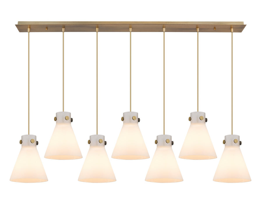 Innovations 127-410-1PS-BB-G411-8WH Seven Light Linear Pendant, Brushed Brass