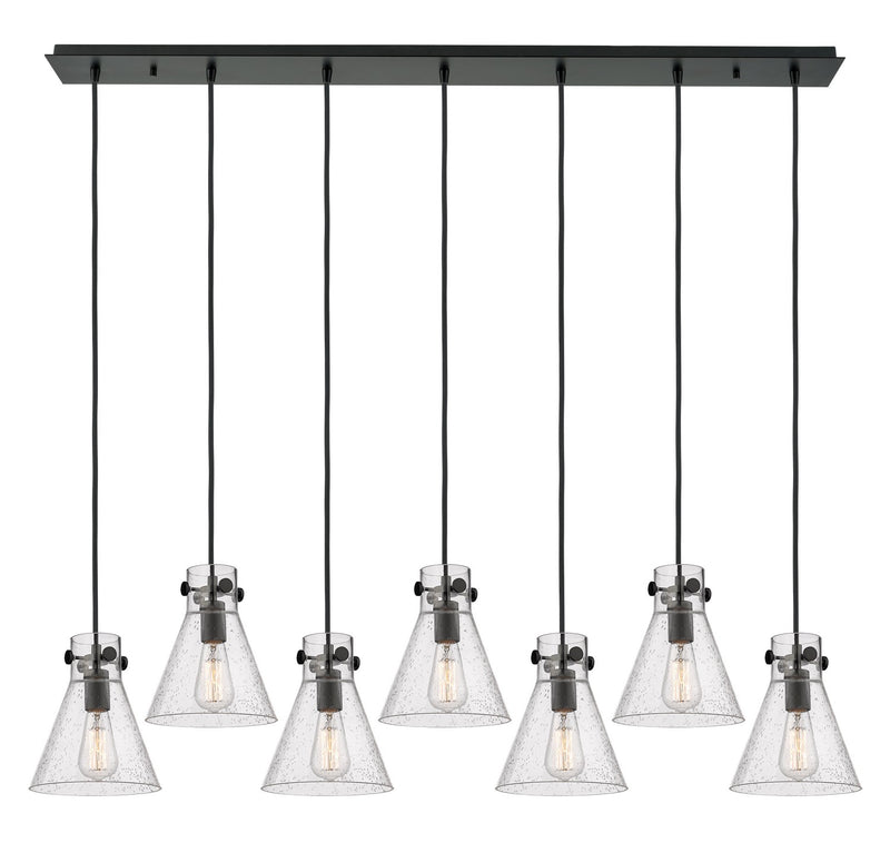 Innovations 127-410-1PS-BK-G411-8SDY Eight Light Linear Pendant, Matte Black