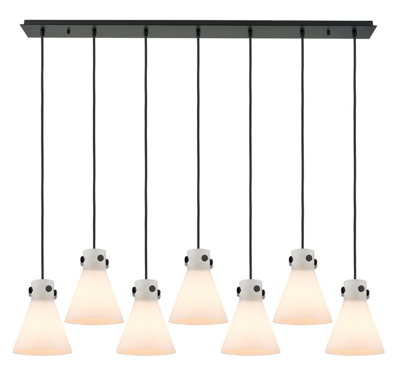 Innovations 127-410-1PS-BK-G411-8WH Five Light Linear Pendant, Matte Black