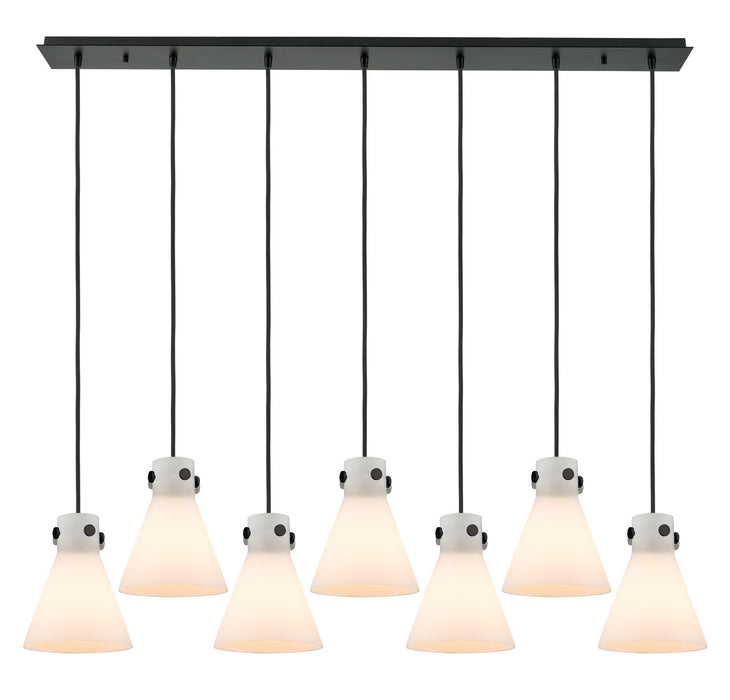 Innovations 127-410-1PS-BK-G411-8WH Five Light Linear Pendant, Matte Black