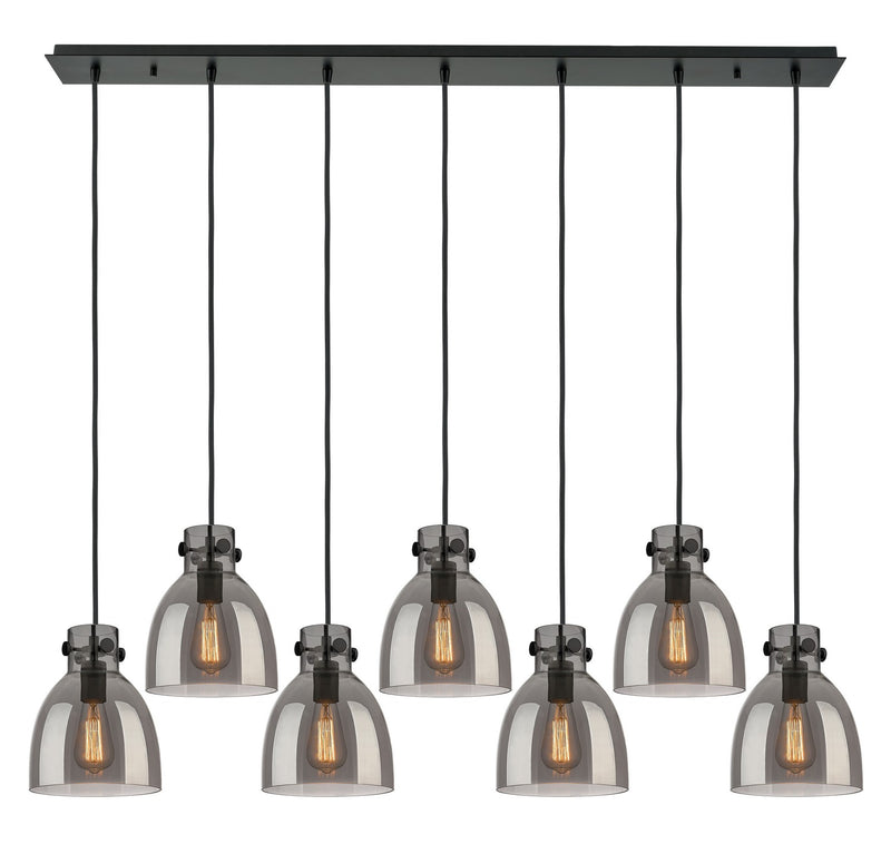 Innovations 127-410-1PS-BK-G412-8SM Four Light Linear Pendant, Matte Black