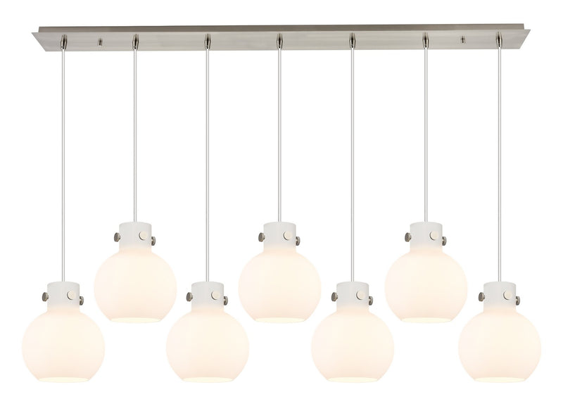 Innovations 127-410-1PS-SN-G410-8WH Seven Light Linear Pendant, Brushed Satin Nickel