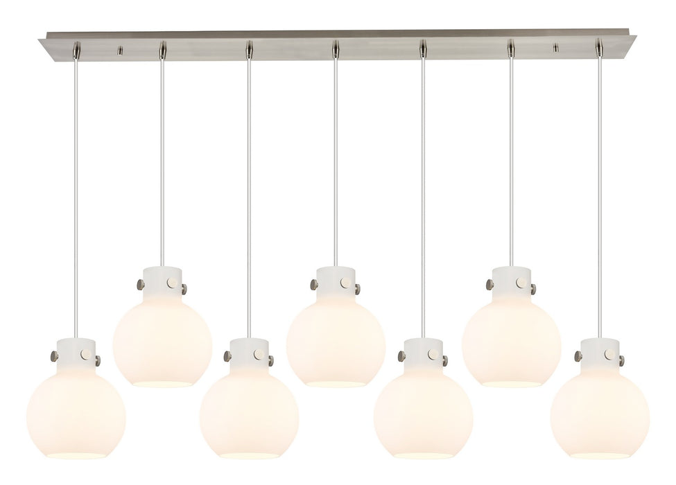 Innovations 127-410-1PS-SN-G410-8WH Seven Light Linear Pendant, Brushed Satin Nickel