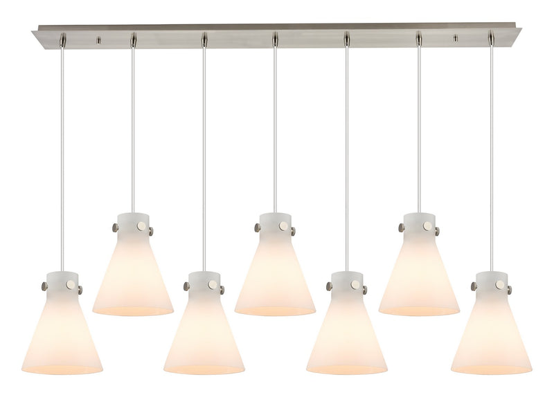 Innovations 127-410-1PS-SN-G411-8WH Nine Light Linear Pendant, Brushed Satin Nickel