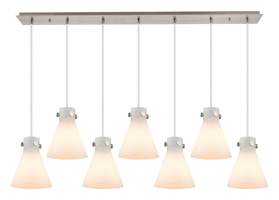 Innovations 127-410-1PS-SN-G411-8WH Nine Light Linear Pendant, Brushed Satin Nickel