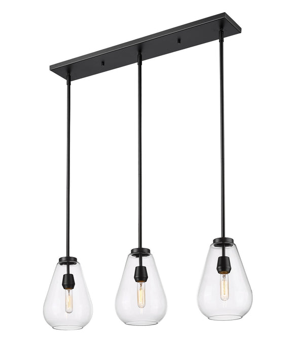 Z-Lite 488P8-3L-MB Three Light Linear Chandelier, Matte Black