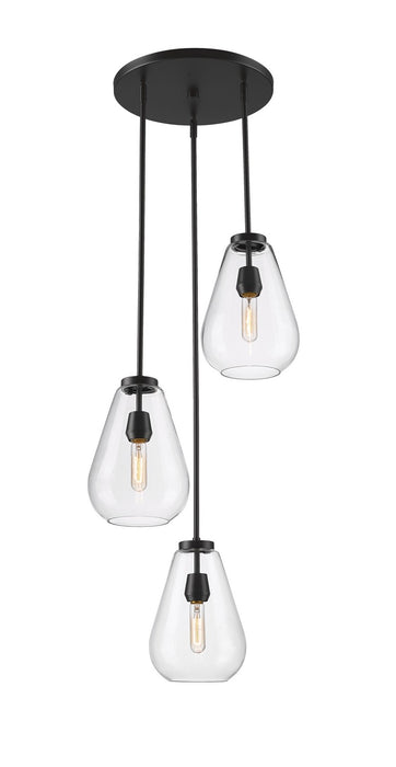 Z-Lite 488P8-3R-MB Three Light Chandelier, Matte Black
