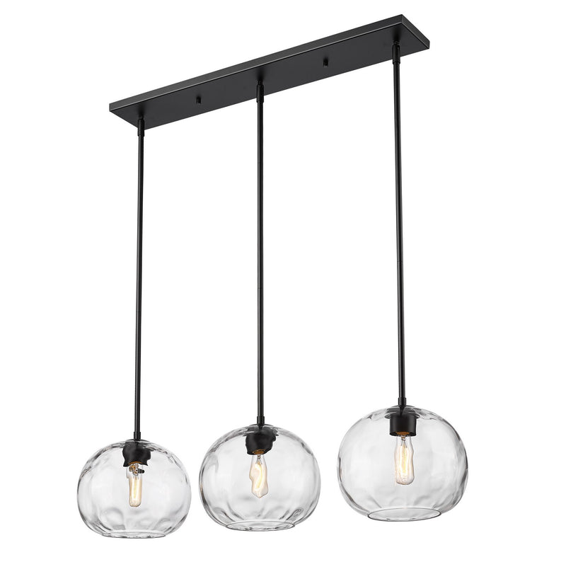 Z-Lite 490P10-3L-MB Three Light Linear Chandelier, Matte Black