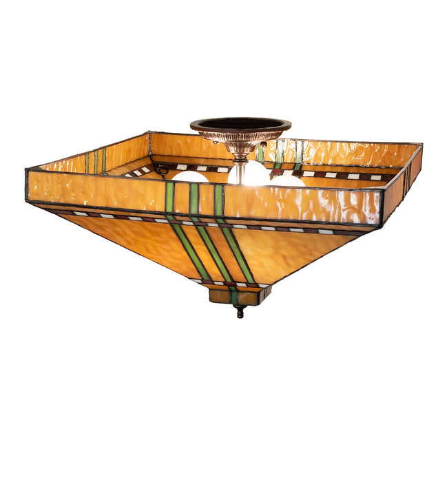 Meyda Tiffany 135004 Three Light Flushmount, Mahogany Bronze