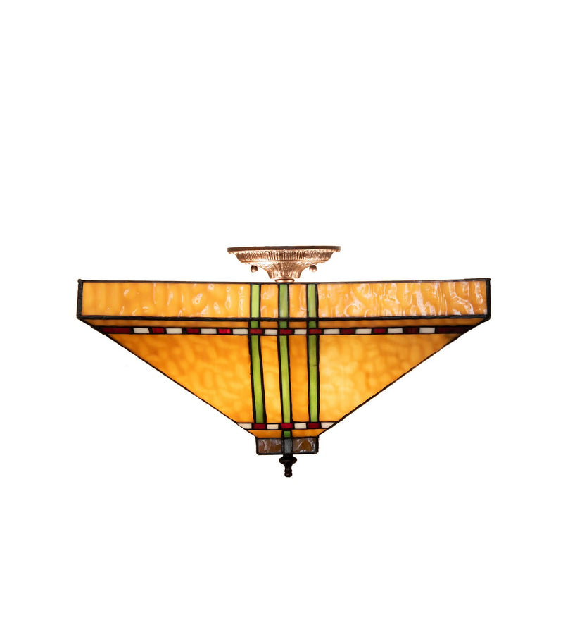 Meyda Tiffany 135004 Three Light Flushmount, Mahogany Bronze