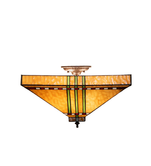 Meyda Tiffany 135004 Three Light Flushmount, Mahogany Bronze