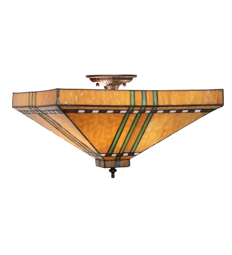 Meyda Tiffany 135004 Three Light Flushmount, Mahogany Bronze