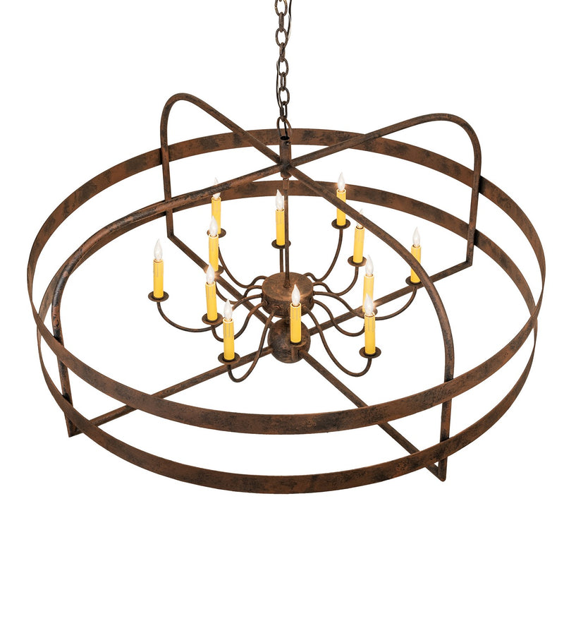 Meyda Tiffany 266994 12 Light Chandelier, Distressed Chestnut