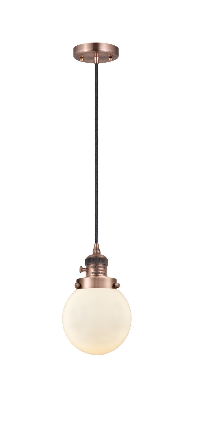 Innovations 201CSW-AC-G201-6 One Light Mini Pendant, Antique Copper