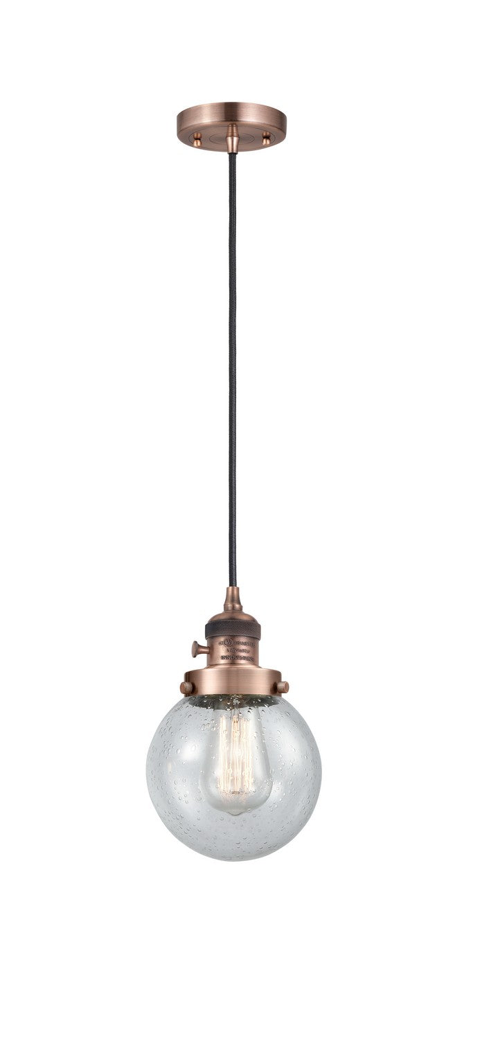 Innovations 201CSW-AC-G204-6 One Light Mini Pendant, Antique Copper