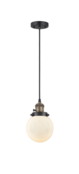 Innovations 201CSW-BAB-G201-6 One Light Mini Pendant, Black Antique Brass